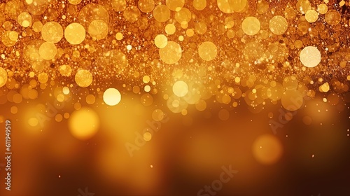 Gold glitters background. shimmering blur spot lights Bokeh Shiny gold light background texture.