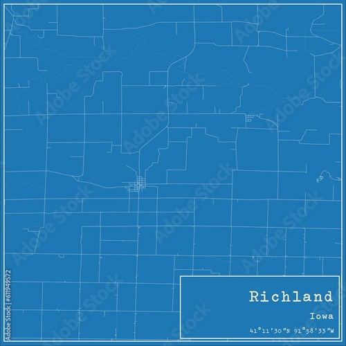 Blueprint US city map of Richland  Iowa.