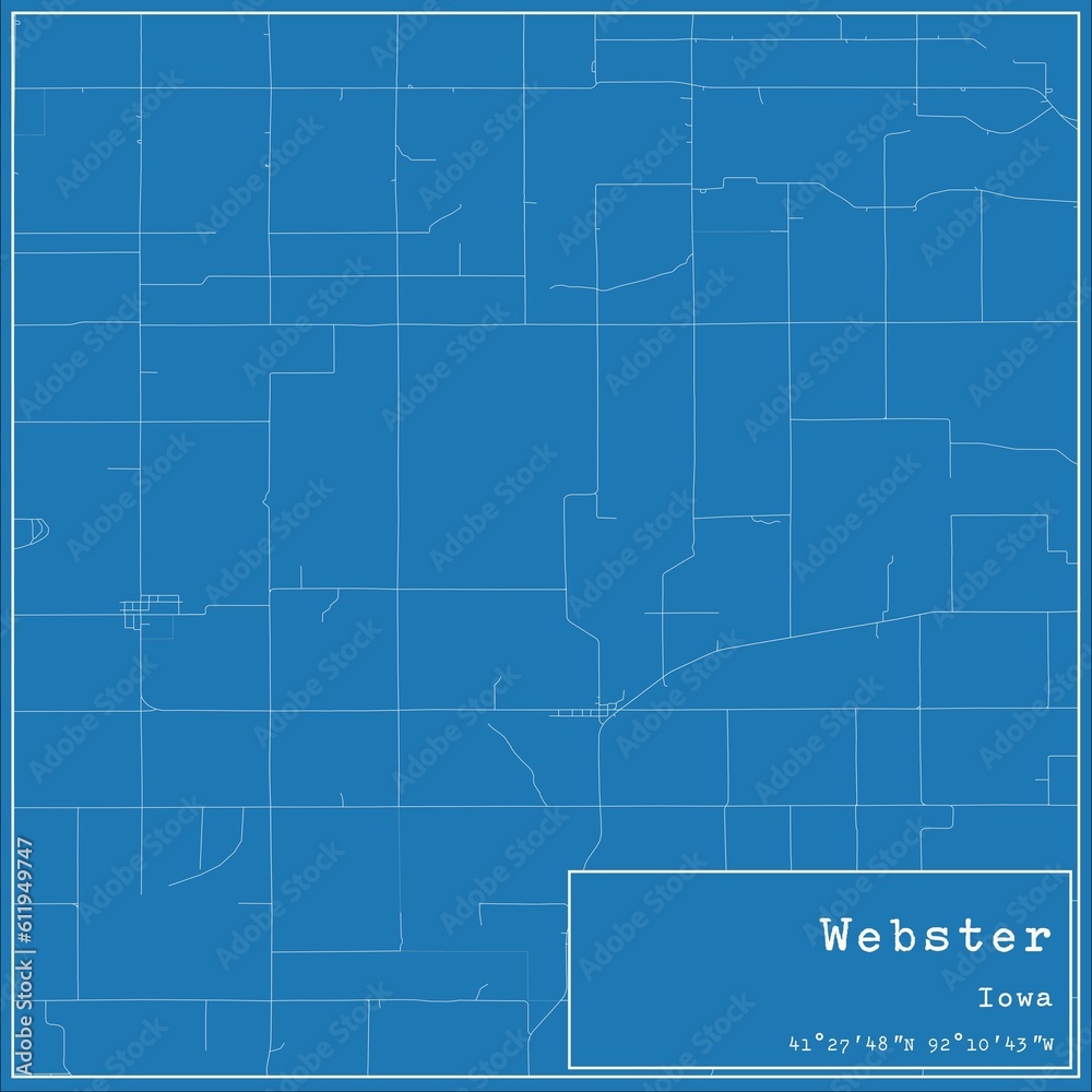 Blueprint US city map of Webster, Iowa.