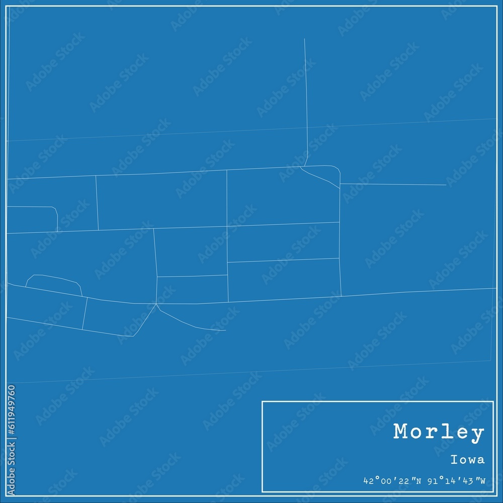 Obraz premium Blueprint US city map of Morley, Iowa.
