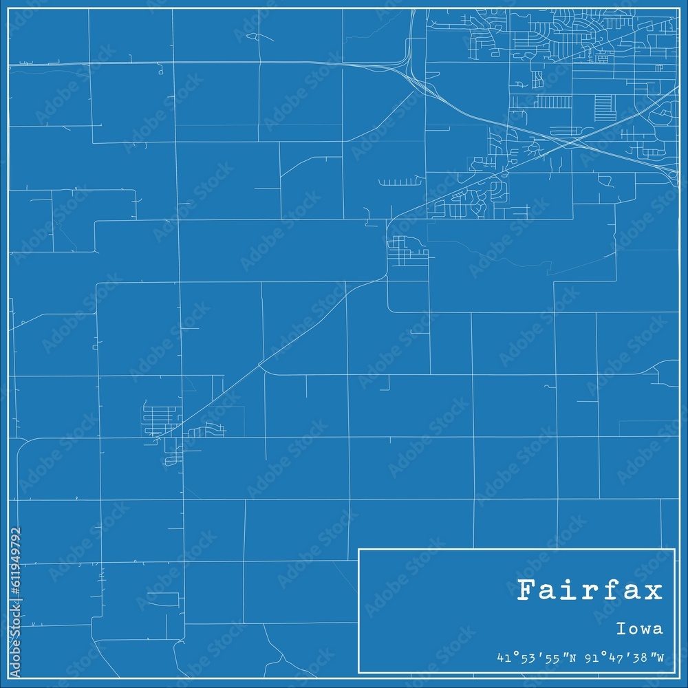 Blueprint US city map of Fairfax, Iowa. Blueprint US city map of Fairfax, Iowa.