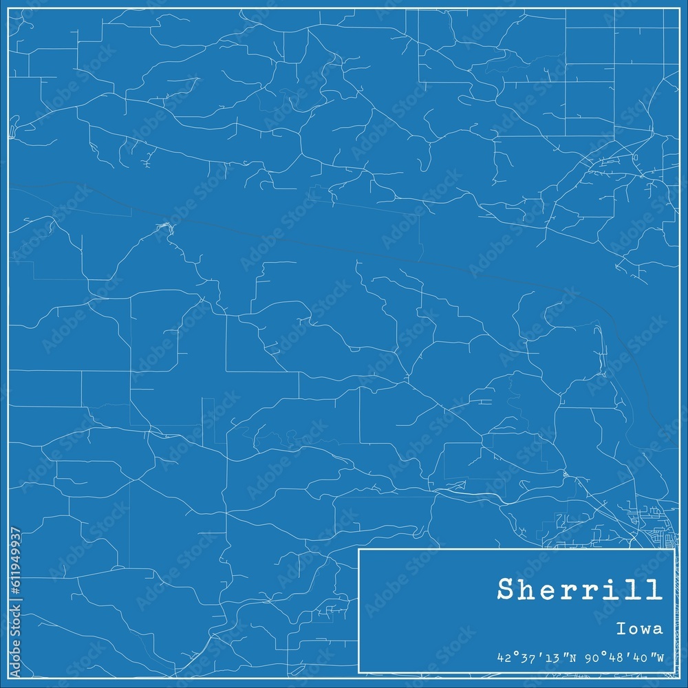Obraz premium Blueprint US city map of Sherrill, Iowa.