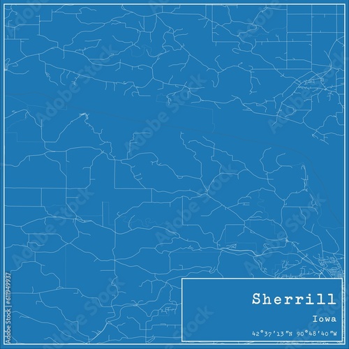 Blueprint US city map of Sherrill  Iowa.