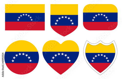 Flag of Venezuela in design shape set.. Venezuela flag in design shape set.