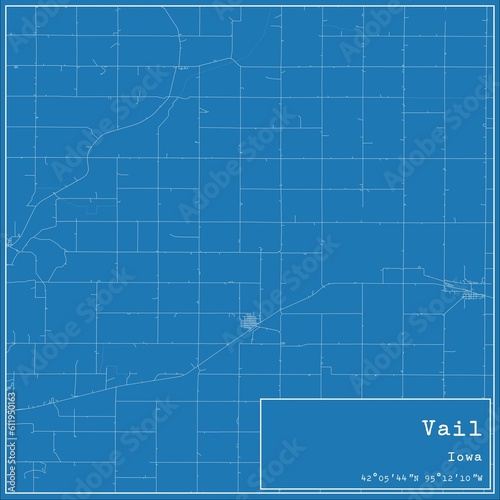 Blueprint US city map of Vail  Iowa.
