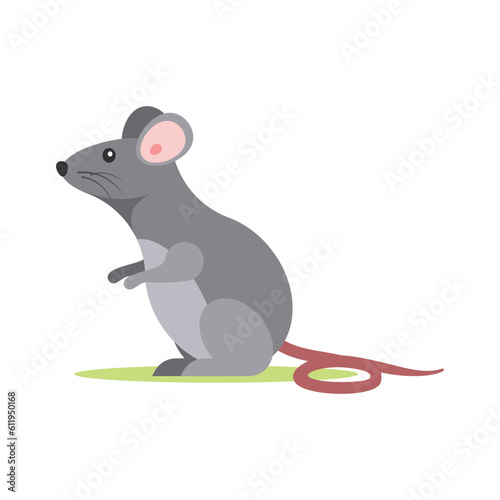 Cute gray mouse cartoon vector Illustration isolated on a white background