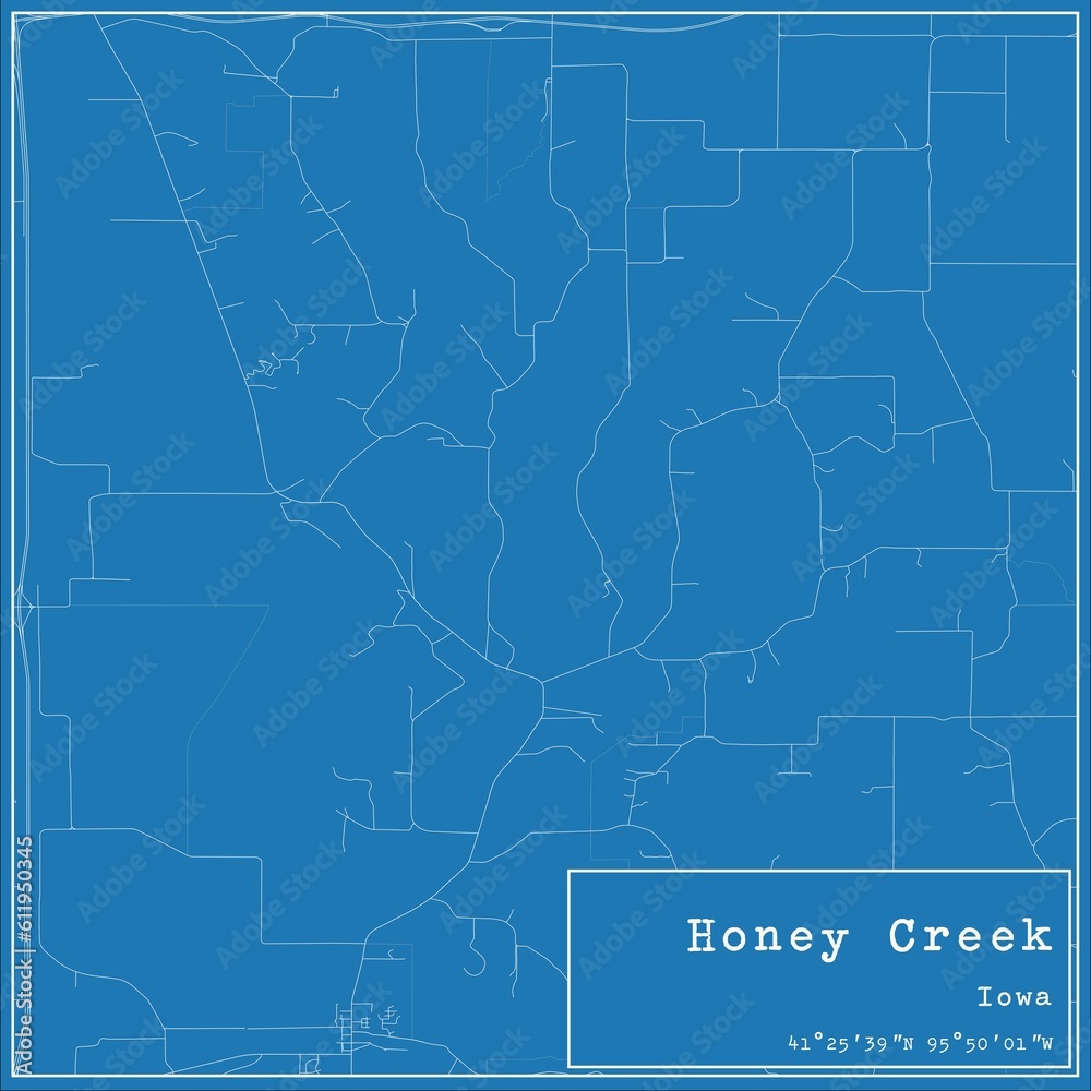 Blueprint US city map of Honey Creek, Iowa. Blueprint US city map of Honey Creek, Iowa.
