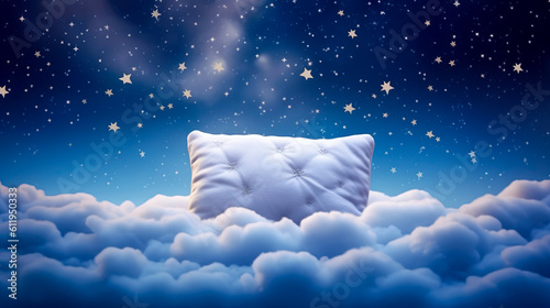 睡眠中に良い夢を見る枕のイメージ　Generative AI