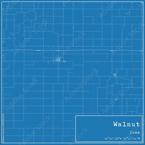 Blueprint US city map of Walnut, Iowa. photo