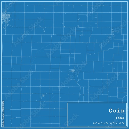 Blueprint US city map of Coin  Iowa.