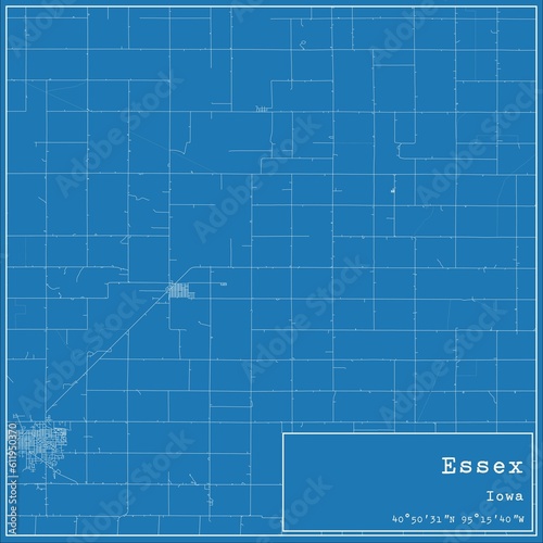 Blueprint US city map of Essex  Iowa.