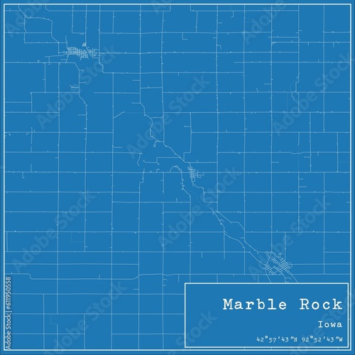 Blueprint US city map of Marble Rock  Iowa.