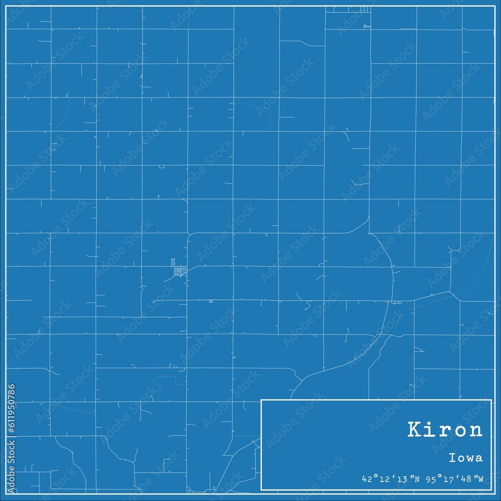 Blueprint US city map of Kiron, Iowa. Blueprint US city map of Kiron, Iowa.