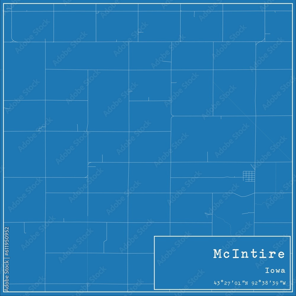 Blueprint US city map of McIntire, Iowa. Blueprint US city map of McIntire, Iowa.