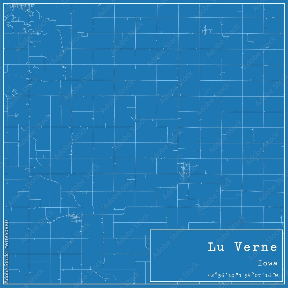 Blueprint US city map of Lu Verne, Iowa. Blueprint US city map of Lu Verne, Iowa.