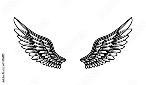 Vector angel wings tattoo design