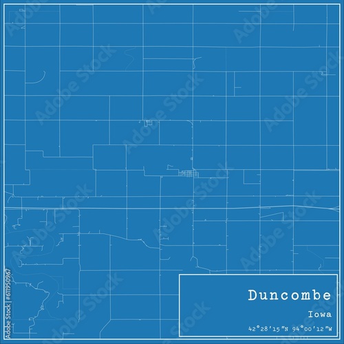 Blueprint US city map of Duncombe  Iowa.