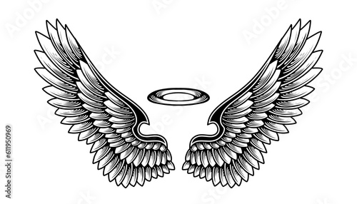 Vector angel wings tattoo design