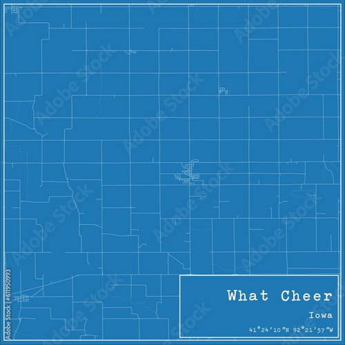 Blueprint US city map of What Cheer  Iowa.