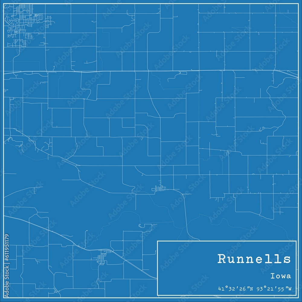 Blueprint US city map of Runnells, Iowa. Blueprint US city map of Runnells, Iowa.