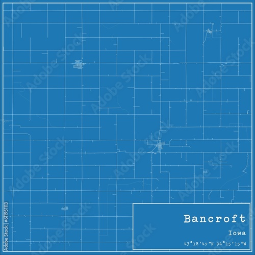 Blueprint US city map of Bancroft, Iowa. photo