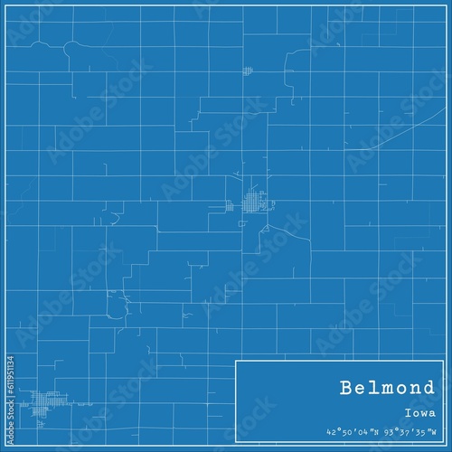 Blueprint US city map of Belmond, Iowa. photo
