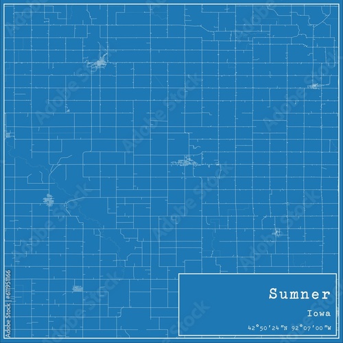 Blueprint US city map of Sumner, Iowa. photo