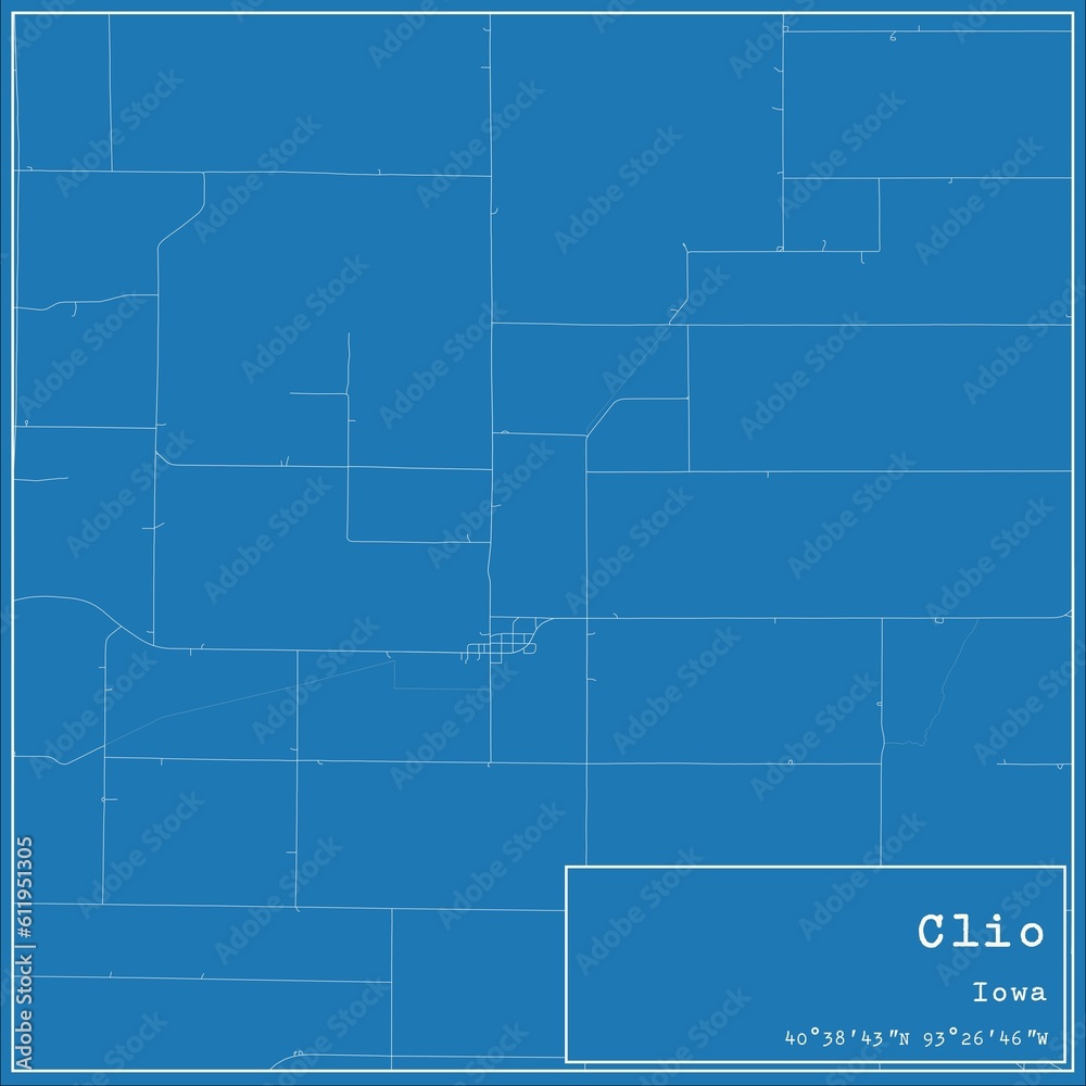 Blueprint US city map of Clio, Iowa. Blueprint US city map of Clio, Iowa.