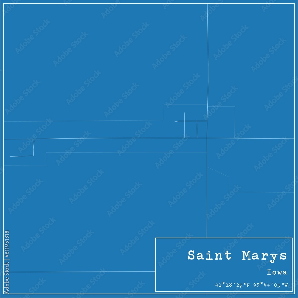 Blueprint US city map of Saint Marys, Iowa.