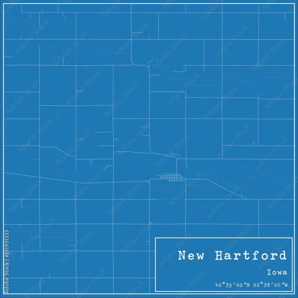 Blueprint US city map of New Hartford, Iowa. Blueprint US city map of New Hartford, Iowa.