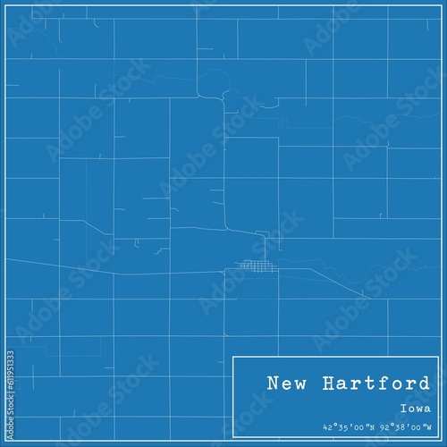 Blueprint US city map of New Hartford  Iowa.