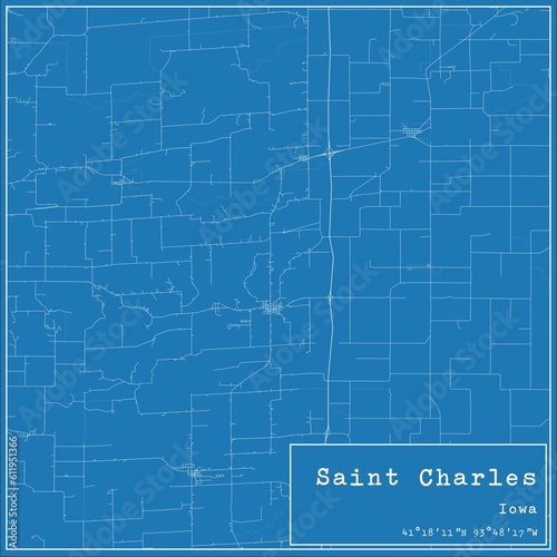 Blueprint US city map of Saint Charles, Iowa.