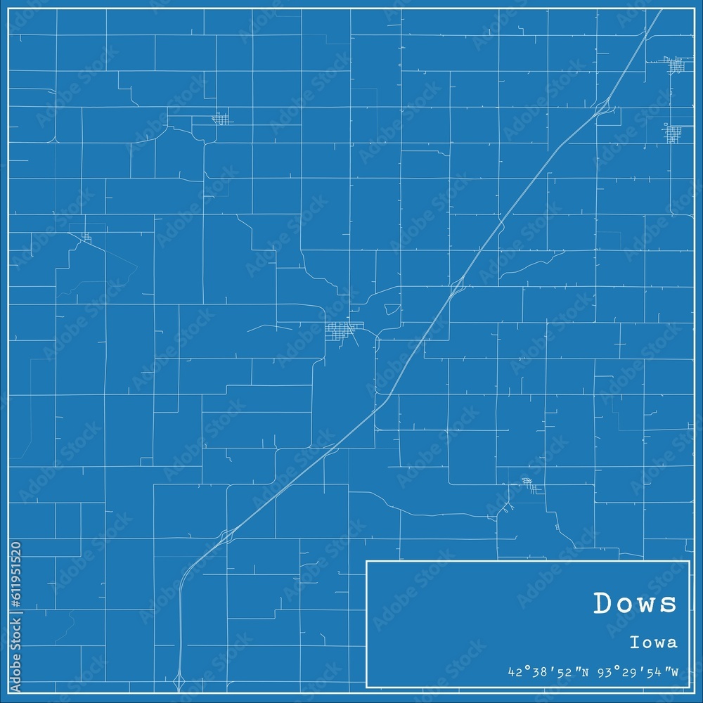 Obraz premium Blueprint US city map of Dows, Iowa.