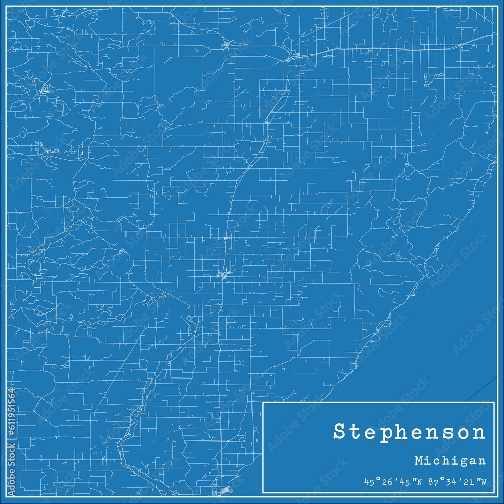 Blueprint US city map of Stephenson, Michigan.