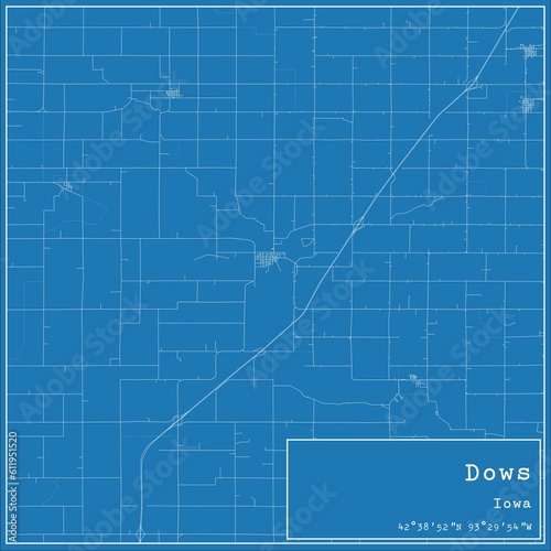 Blueprint US city map of Dows, Iowa. photo