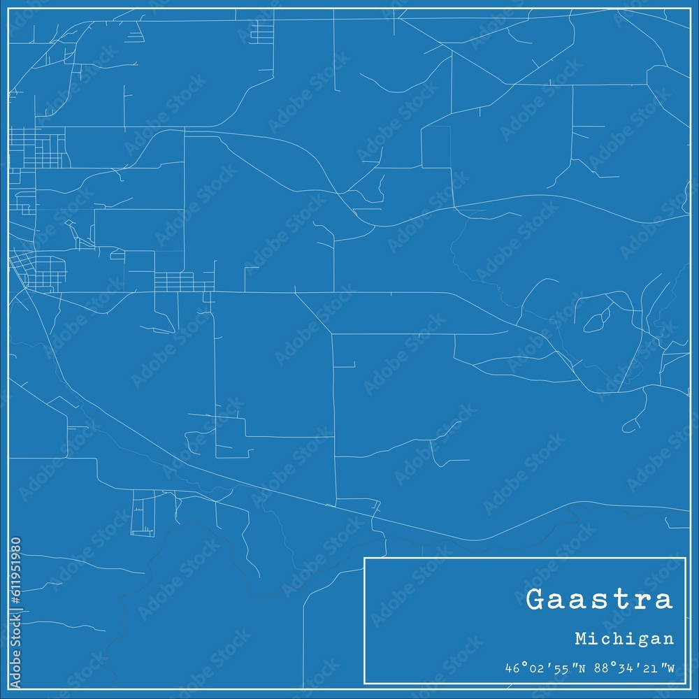 Fototapeta premium Blueprint US city map of Gaastra, Michigan.