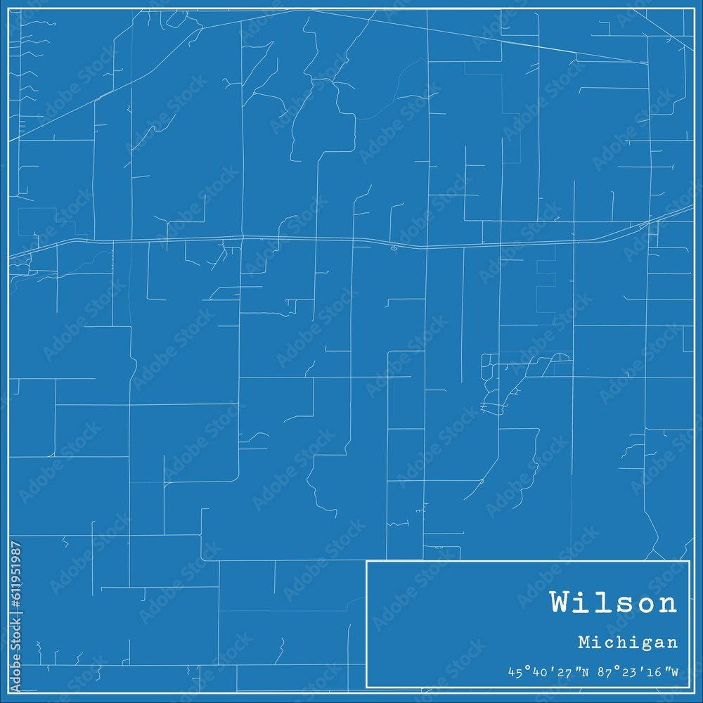 Blueprint US city map of Wilson, Michigan. Blueprint US city map of Wilson, Michigan.