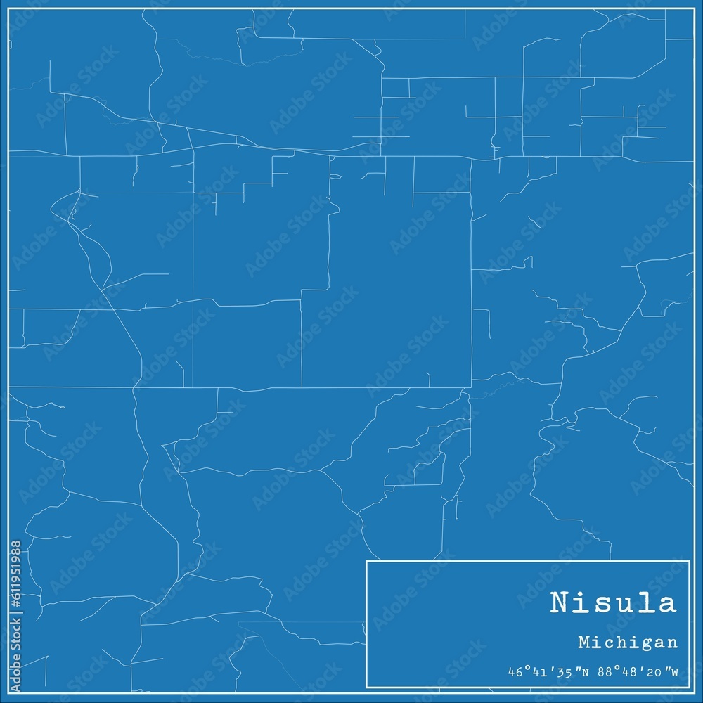 Obraz premium Blueprint US city map of Nisula, Michigan.