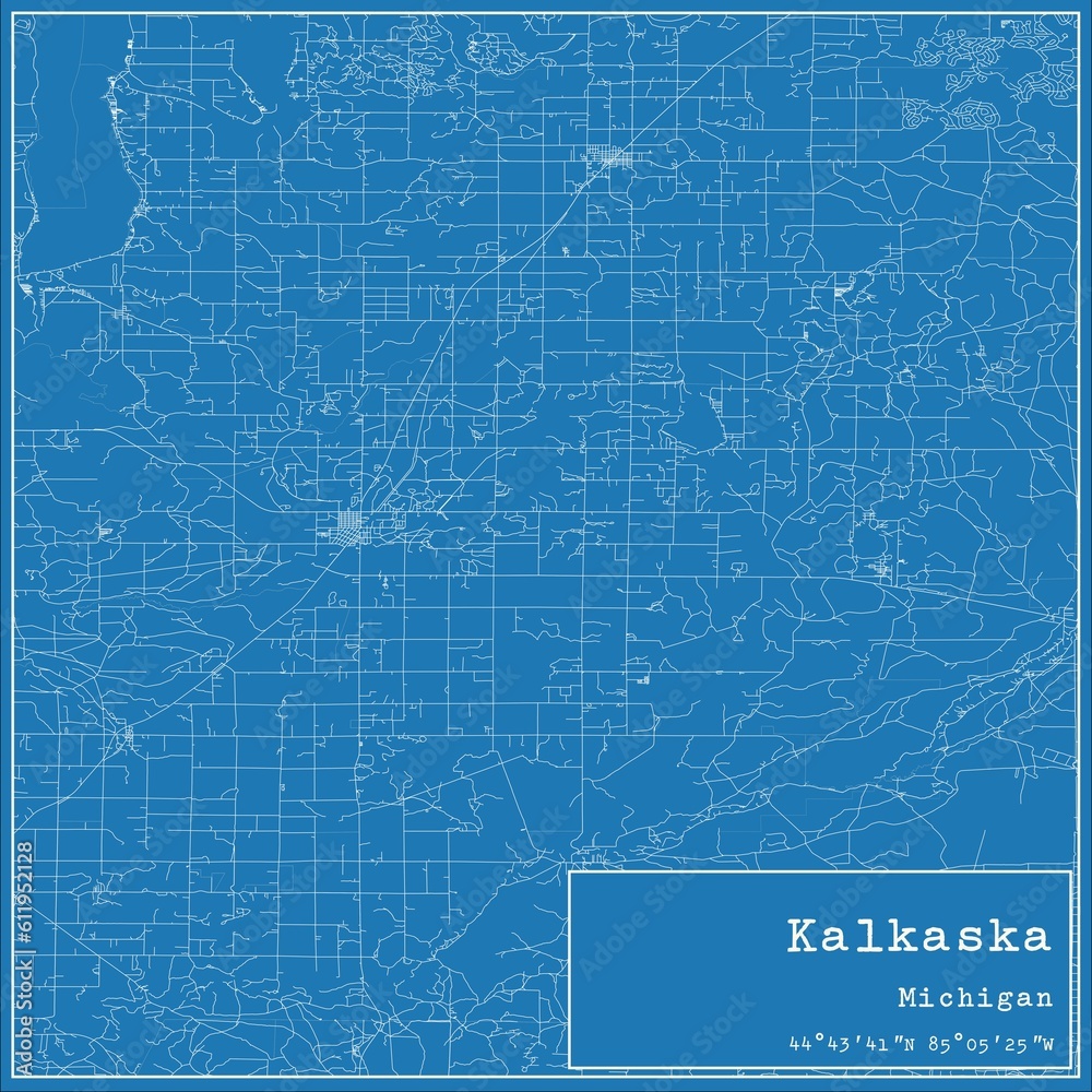 Blueprint US city map of Kalkaska, Michigan. Blueprint US city map of Kalkaska, Michigan.