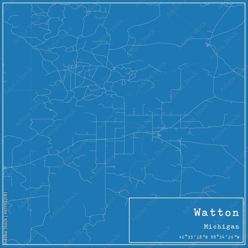 Blueprint US city map of Watton, Michigan. Blueprint US city map of Watton, Michigan.