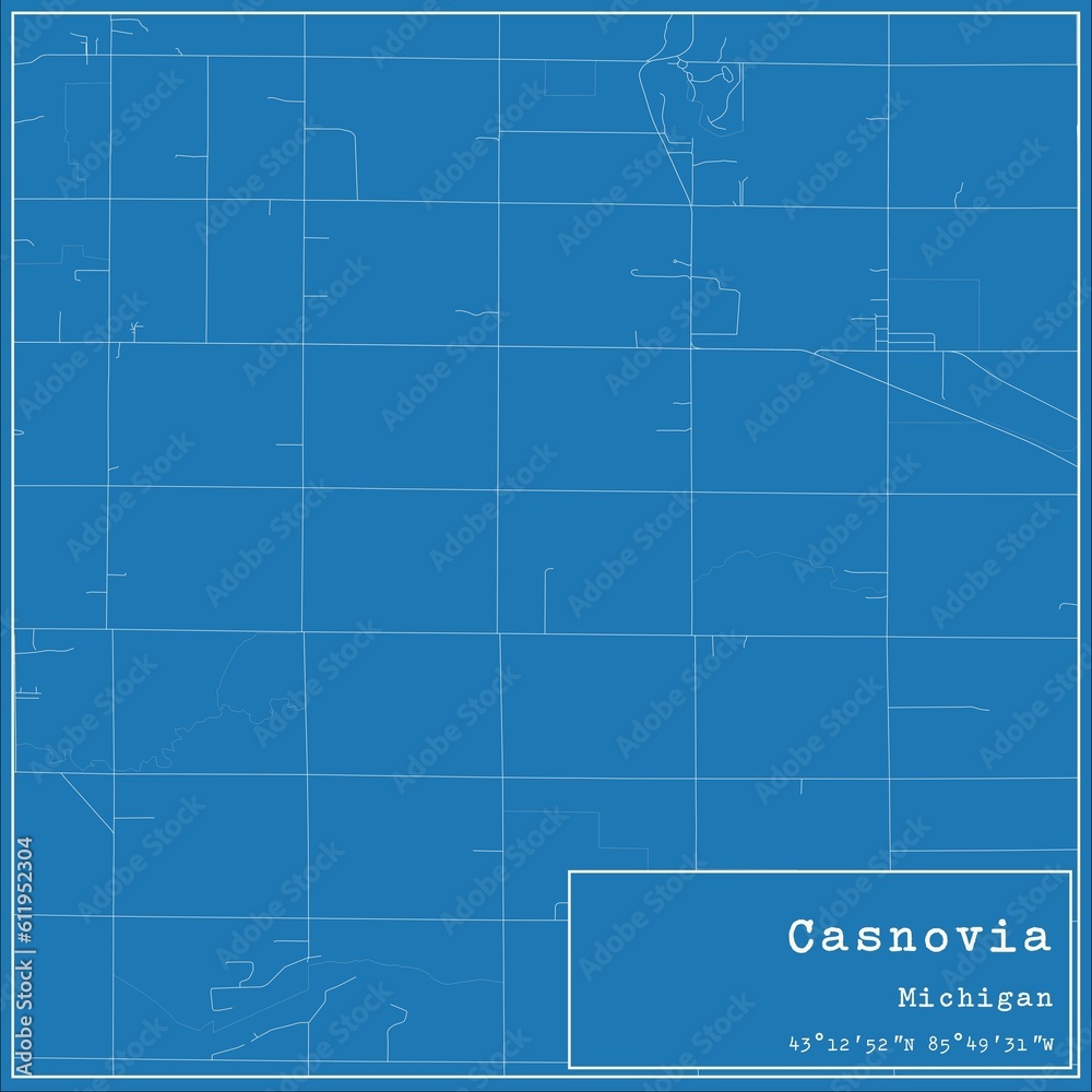 Blueprint US city map of Casnovia, Michigan.