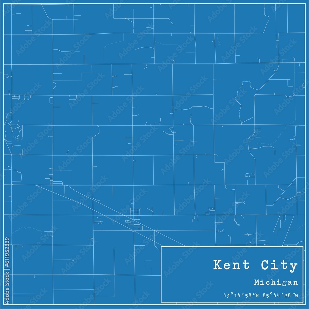 Blueprint US city map of Kent City, Michigan.