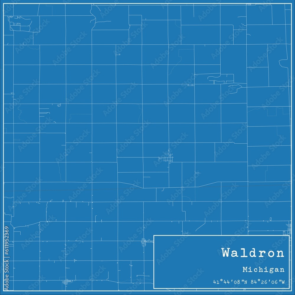 Blueprint US city map of Waldron, Michigan. Blueprint US city map of Waldron, Michigan.