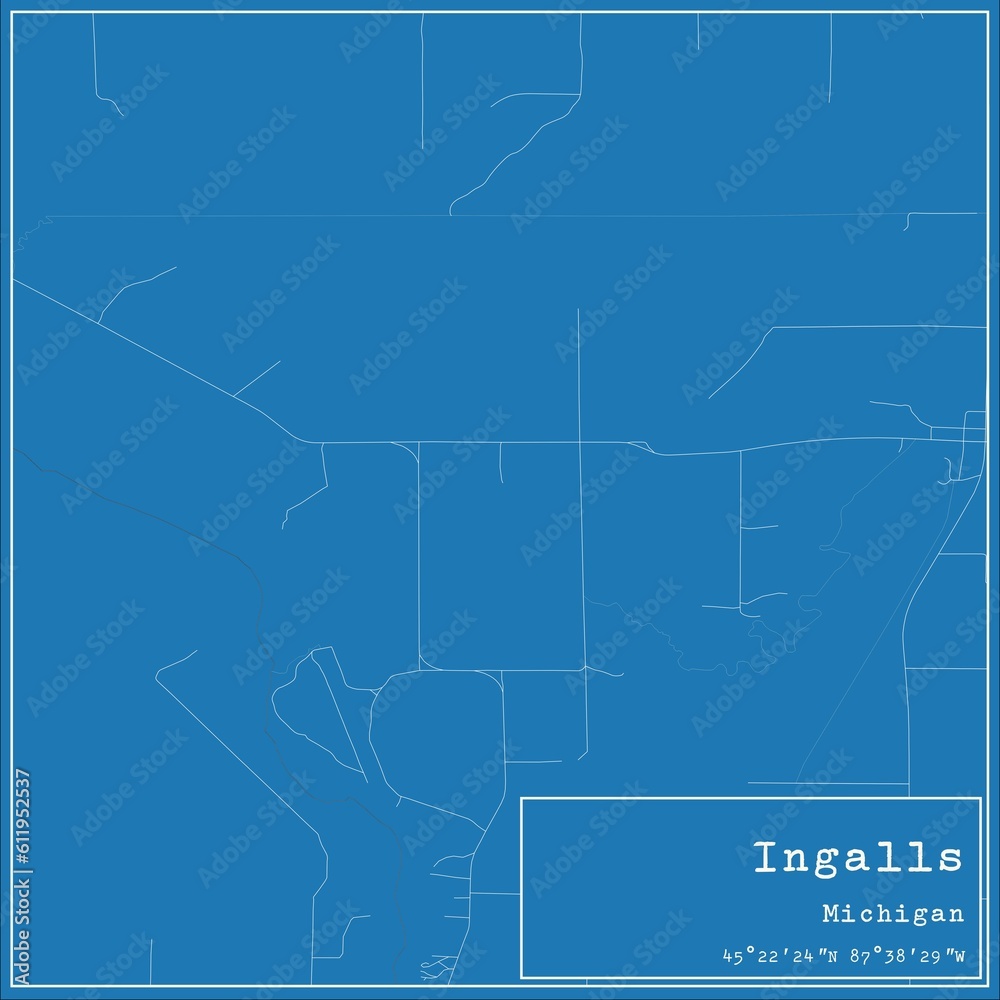Blueprint US city map of Ingalls, Michigan.
