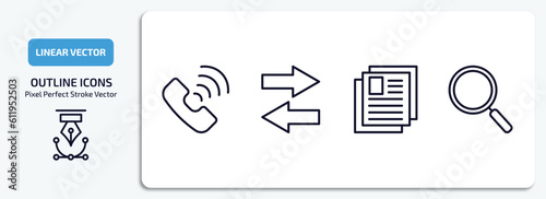 human resources outline icons set. human resources thin line icons pack included call, compare, curriculum, searching vector.