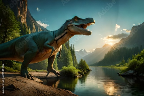 tyrannosaurus rex dinosaur 3d render © awais