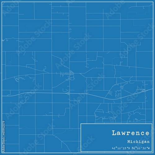 Blueprint US city map of Lawrence  Michigan.