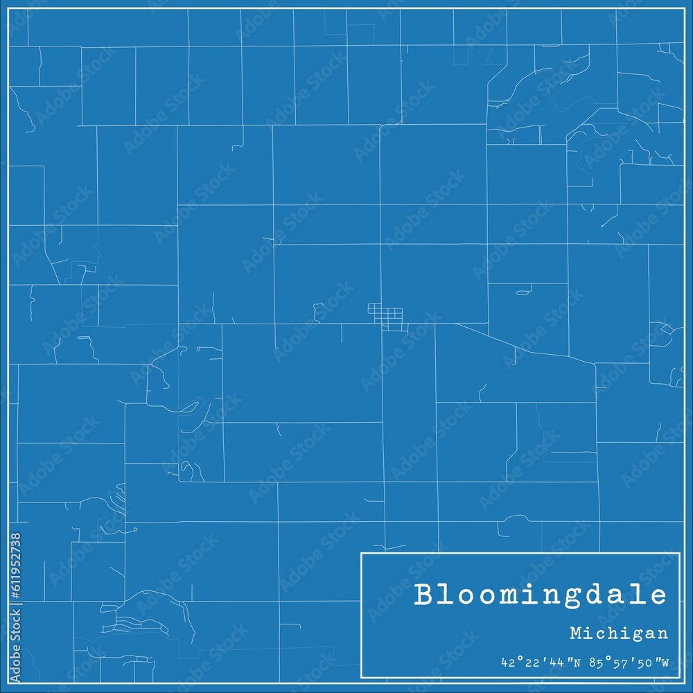 Blueprint US city map of Bloomingdale, Michigan.