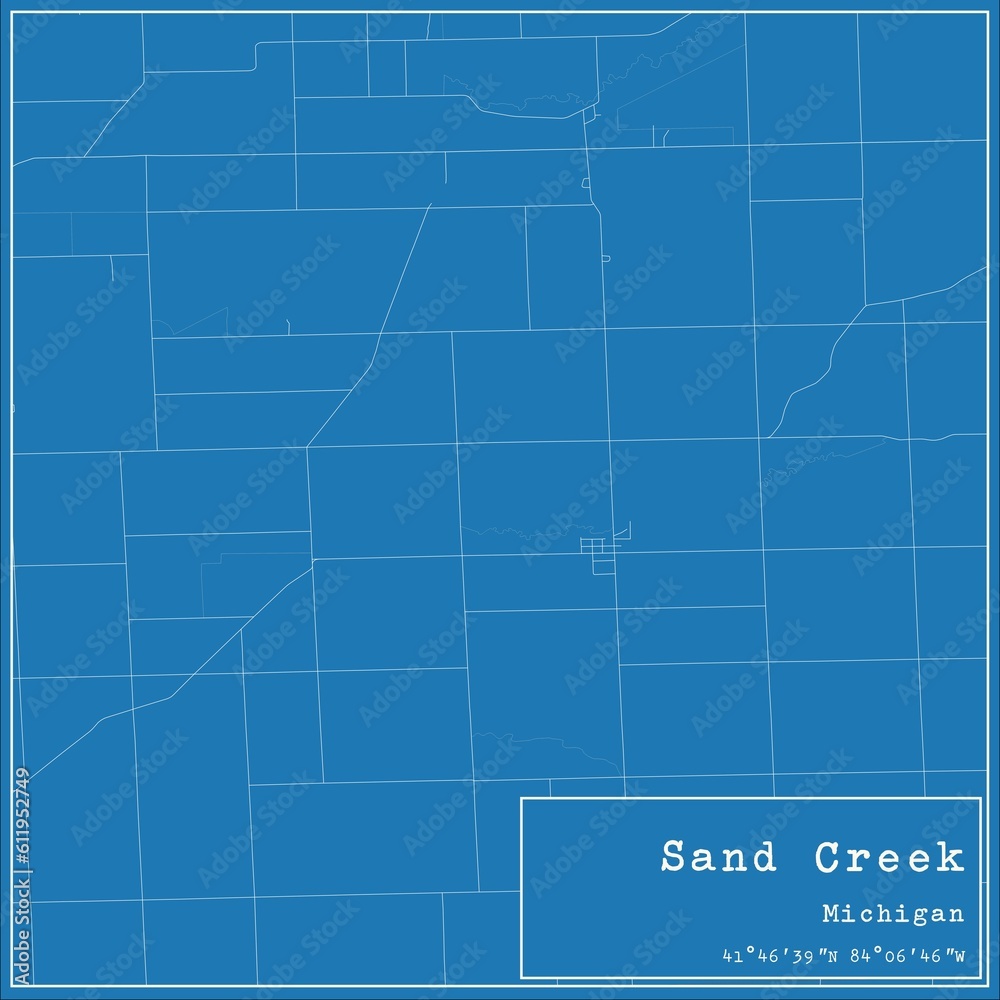 Blueprint US city map of Sand Creek, Michigan.