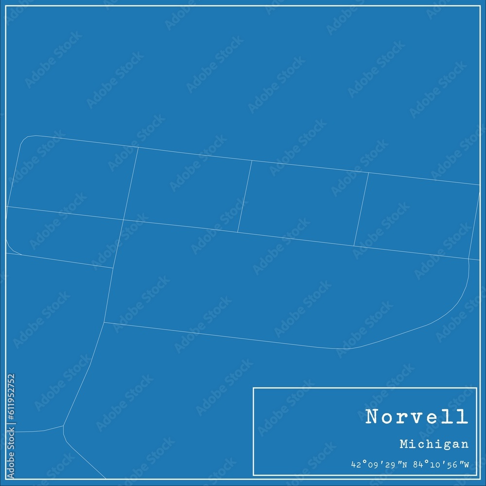 Blueprint US city map of Norvell, Michigan.